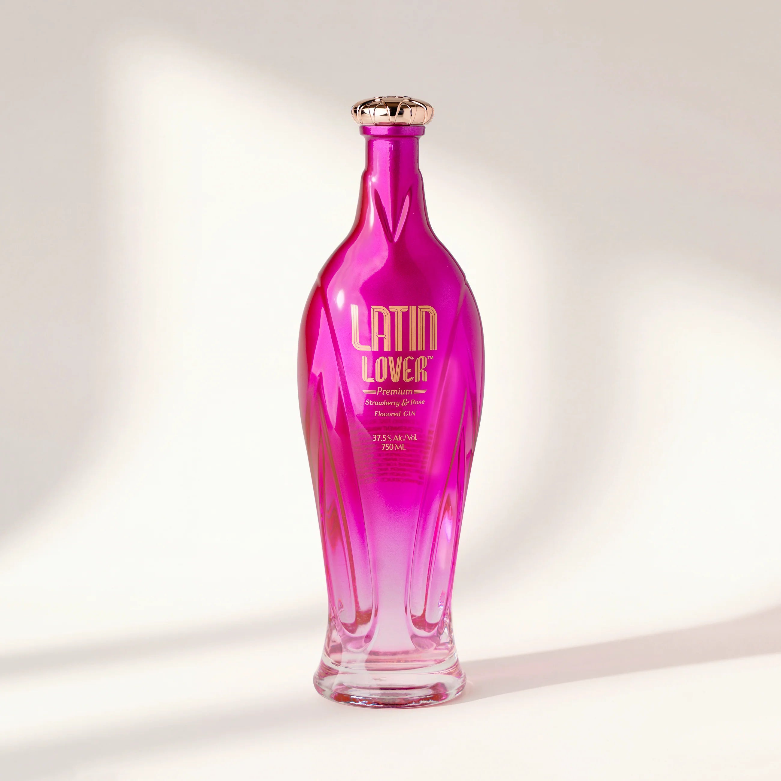 Load image into Gallery viewer, Pink Latin Lover Gin bottle on a white background