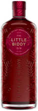 Load image into Gallery viewer, Pink Little Biddy gin bottle with a red label on a white background