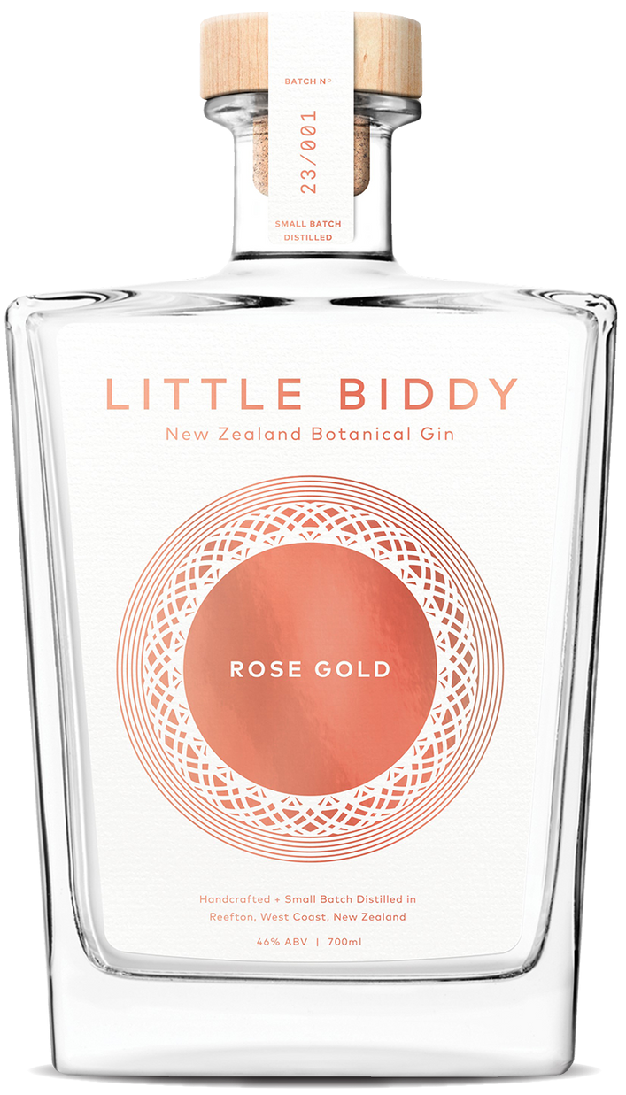 An image of a bottle of Little Biddy Rose Gold premium gin