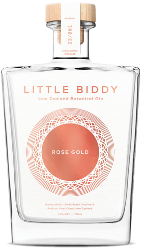 An image of a bottle of Little Biddy Rose Gold premium gin