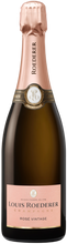 Load image into Gallery viewer, Bottle of Louis Roederer ROSÉ champagne with a rose gold cap and label.