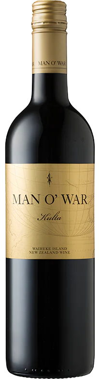 An image of a bottle of Man O' War Kulta 'Tytti' Bordeaux Blend, a superb, elegant NZ premium red wine from Waiheke Island.