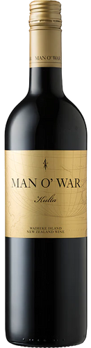 An image of a bottle of Man O' War Kulta 'Tytti' Bordeaux Blend, a superb, elegant NZ premium red wine from Waiheke Island.