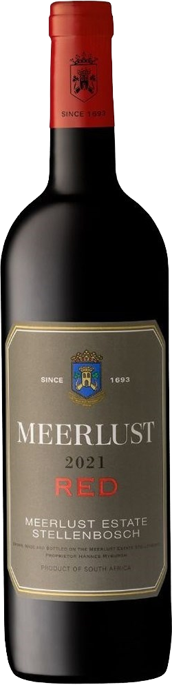 Meerlust Estate Red Blend red wine bottle with a red cap and visible label.
