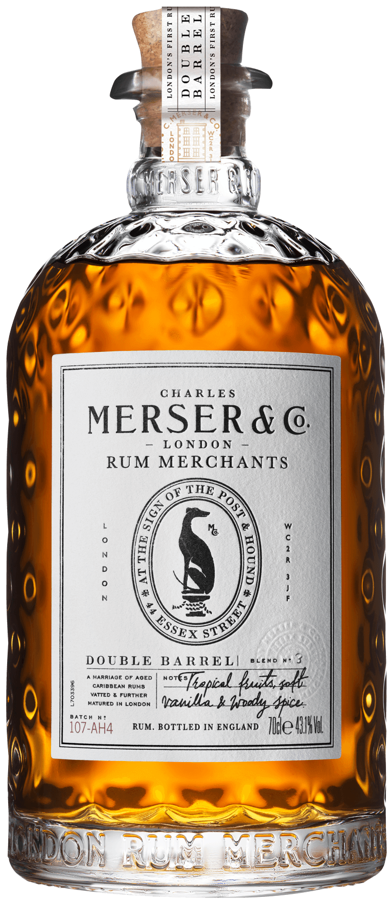 An image of a bottle of Merser & Co. Double Barrel Golden Brown Rum