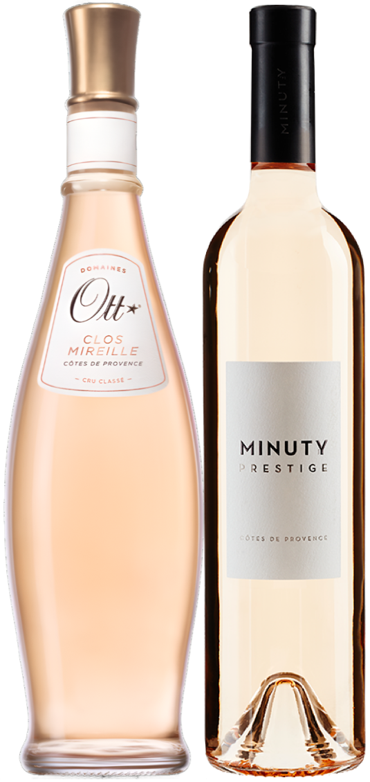 An image of a Minuty Prestige & Ott Clos Rosé Gift Box containing one Ott Clos Mireille rosé & one Minuty Prestige rosé