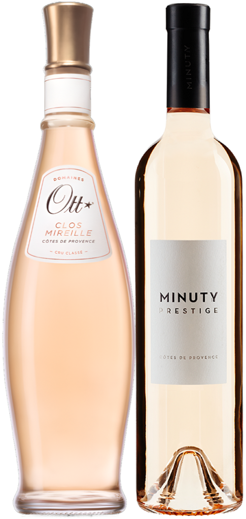 An image of a Minuty Prestige & Ott Clos Rosé Gift Box containing one Ott Clos Mireille rosé & one Minuty Prestige rosé