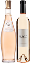 Load image into Gallery viewer, An image of a Minuty Prestige &amp; Ott Clos Rosé Gift Box containing one Ott Clos Mireille rosé &amp; one Minuty Prestige rosé
