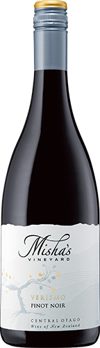 An image of a bottle of Misha's Vineyard 'Verismo' Pinot Noir red wine