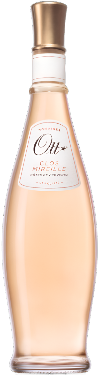 An image of a bottle of the luxurious and delicious Domaines Ott Clos Mireille Rosé wine, 750ml.