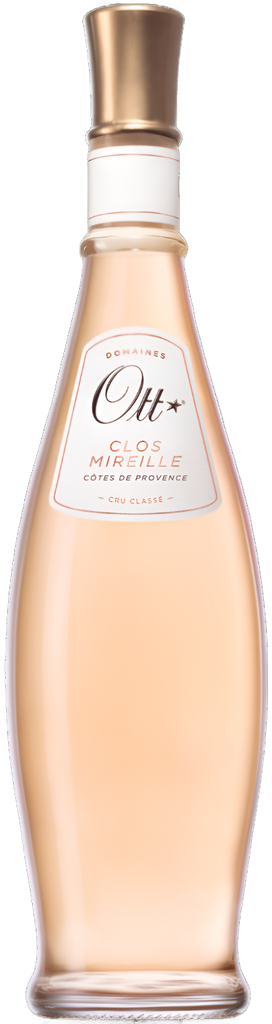 An image of a bottle of the luxurious and delicious Domaines Ott Clos Mireille Rosé wine, 750ml.