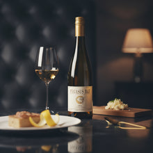 Load image into Gallery viewer, Bottle of Pegasus Bay Aria Late Picked Riesling white wine with a glass and food on a table