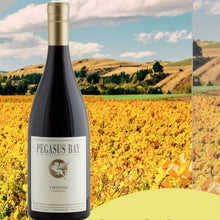 Load image into Gallery viewer, Pegasus Bay Reserve Virtuoso Chardonnay bottle with a scenic background of a vineyard.