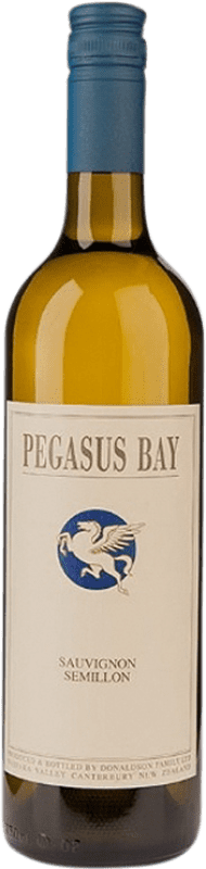 An image of a bottle of Pegasus Bay Sauvignon Semillon Bordeaux-style blend white wine, in the style of a traditional Bordeaux blend