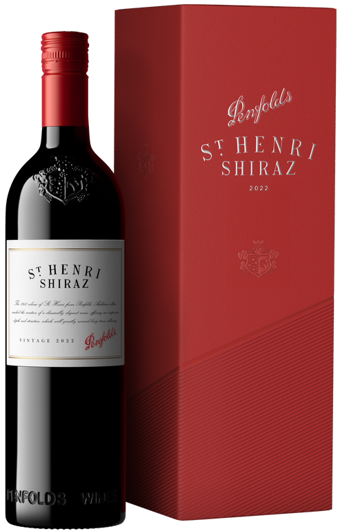 Load image into Gallery viewer, Penfolds St. Henri Shiraz red wine bottle and gift box on a white background