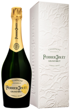 Load image into Gallery viewer, An image of a bottle of Perrier-Jouet Grand Brut Non-vintage, 750ml next to its classy gift box