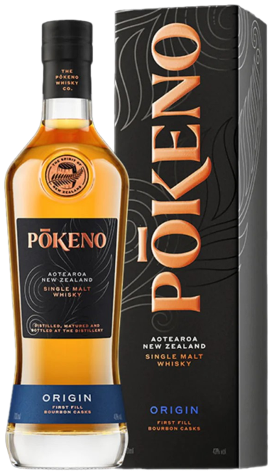  An image of a bottle of Pōkeno 'Origin' Single Malt Whisky 700ml next to its gift box