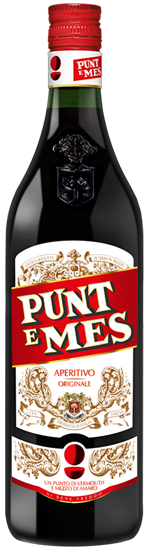 An image of a bottle of Punt e Mes Vermouth (sweet red vermouth)