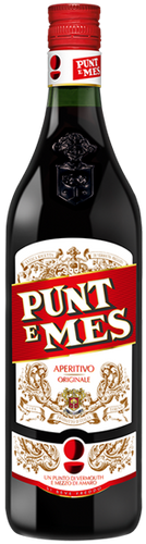 An image of a bottle of Punt e Mes Vermouth (sweet red vermouth)