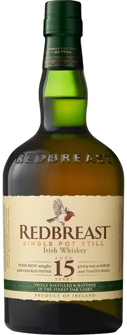 An image of a bottle of Redbreast 15 Year Old Single Pot Still Irish Whiskey