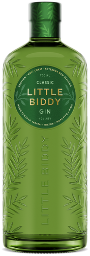 An image of the new designed bottle of Little Biddy Classic Gin by Reefton Distilling Co. A Kiwi favourite gin.