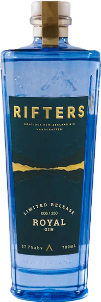Load image into Gallery viewer, Bottle of Rifters Royal Navy Strength Gin with a dark blue label