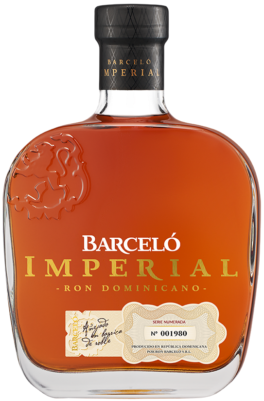 Barceló Imperial Ron Dominicano bottle on a white background