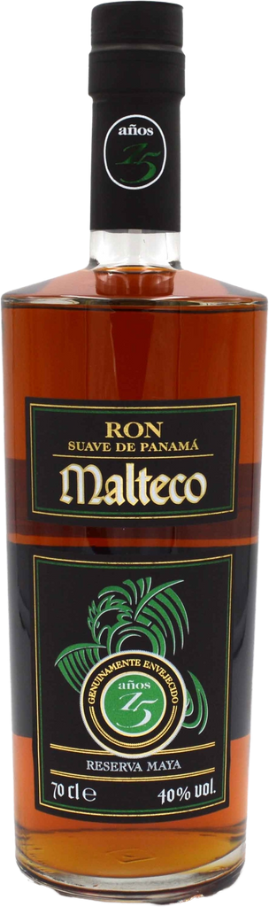 Ron Malteco 15 Year Old Reserva Maya Rum bottle with label on a white background