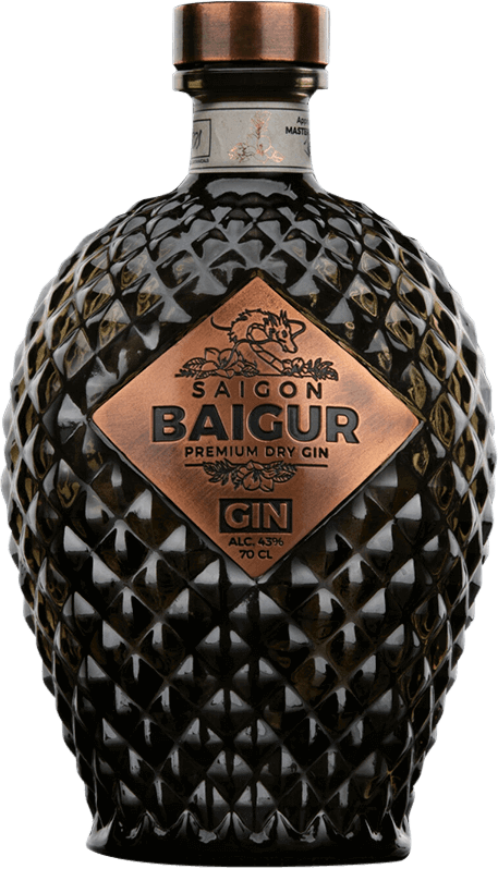 An image of a stunning bottle of Saigon Baigur Vietnamese Premium Dry Gin