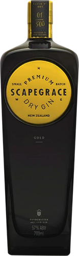 An image of a bottle of Scapegrace Gold Gin. One of the best New Zealand gins, makes a great gift.