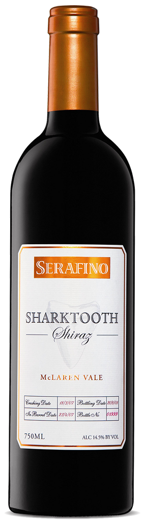 An image of a bottle of Serafino Sharktooth Shiraz from McLaren Vale Australia