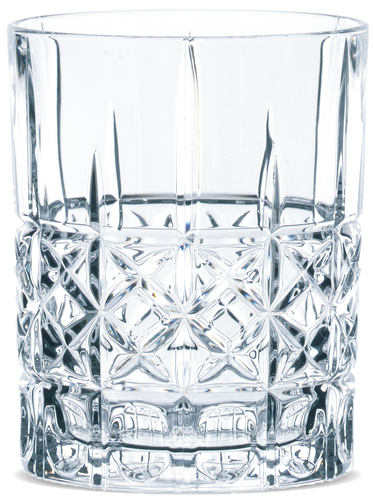 Clear glass with diamond pattern on a white background