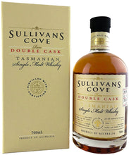 Load image into Gallery viewer, An image of a bottle of Sullivans Cove Double Cask Single Malt Premium Australian Whisky 700ml next to its classy gift box