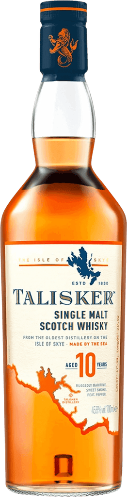 An image of a bottle of Talisker 10YO Single Malt Isle of Skye Scotch Whisky