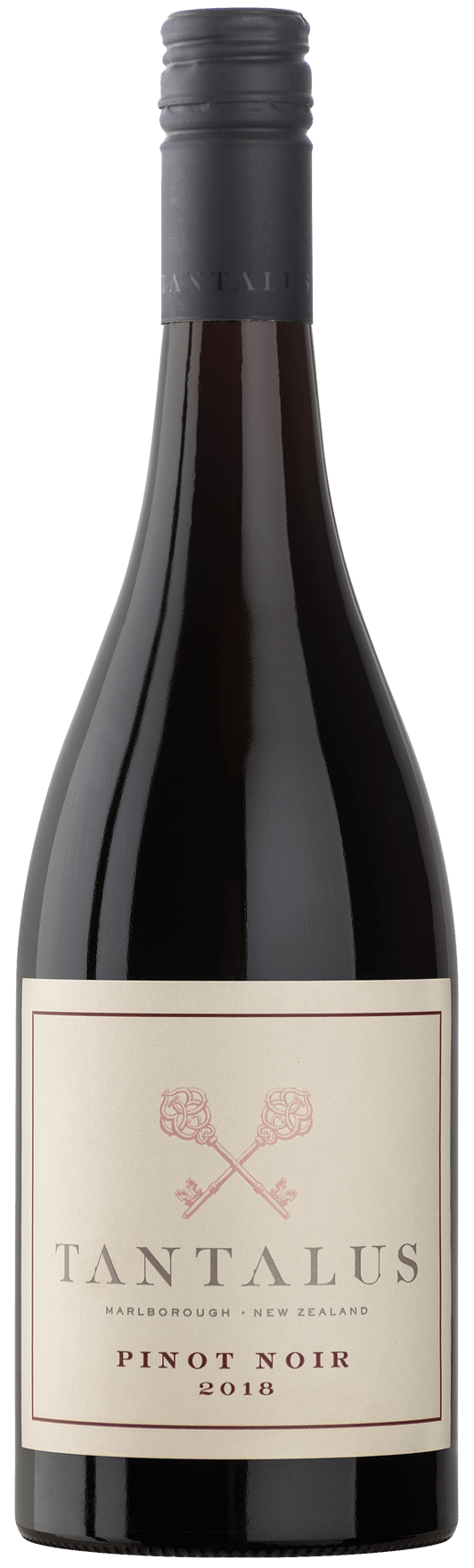 A bottle of Tantalus Regional Pinot Noir wine with a label showing the brand name and the varietal. The background is transparent.