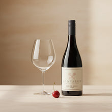 Load image into Gallery viewer, Tantalus-Regional-Pinot-Noir wine, glass, and cherry on a neutral background