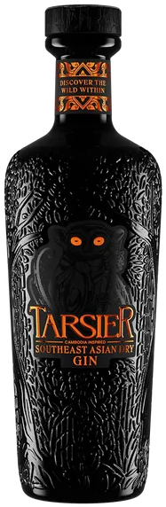 Load image into Gallery viewer, Tarsier Southeast Asian Dry Gin bottle with tarsier design and text on a dark background