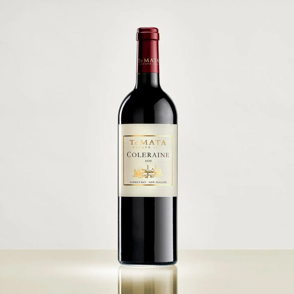 Te-Mata-Estate-Coleraine wine bottle with a visible label on a light gray background