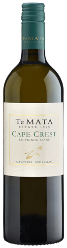 Te Mata Cape Crest Sauvignon Blanc wine bottle on a white background