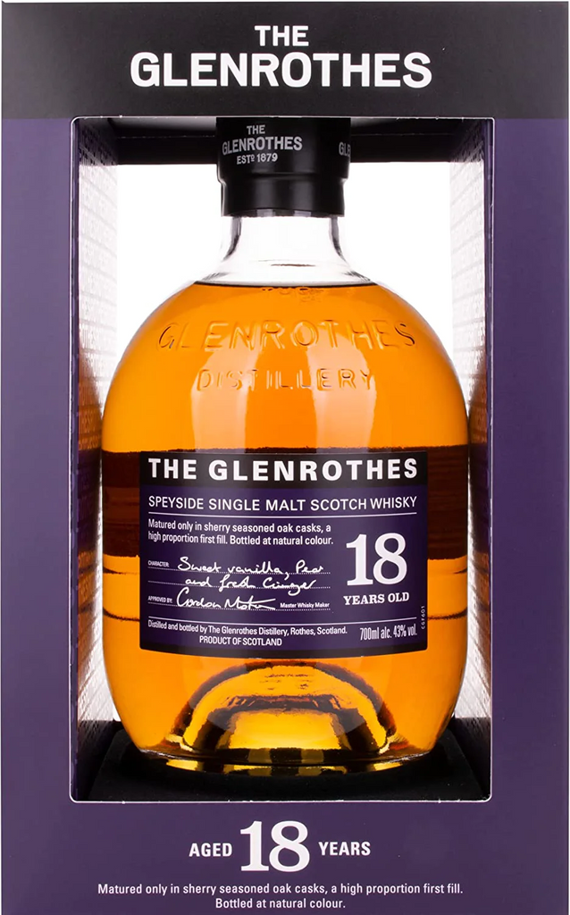 The Glenrothes 18 Year Old Single Malt Scotch Whisky in its gift box