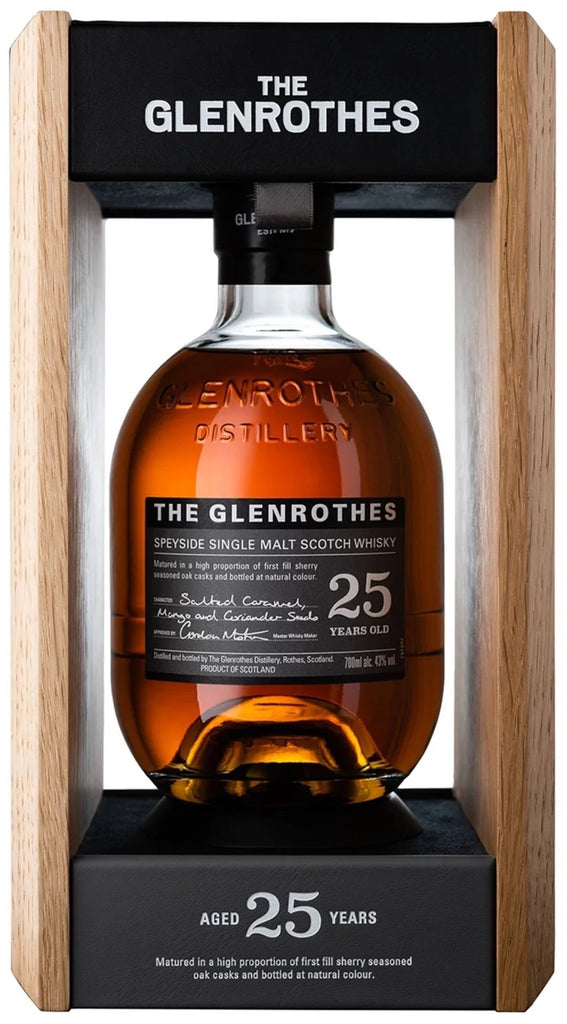 An image of a bottle of Glenrothes 18 Year Old Single Malt Scotch Whisky from the Soleo Collection inside its fine wooden and leather gift box