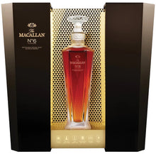 Load image into Gallery viewer, An image of a bottle of The Macallan No.6 Single Malt Whisky, bottled in a stunning Lalique Decanter and standing inside its beautiful open gift box