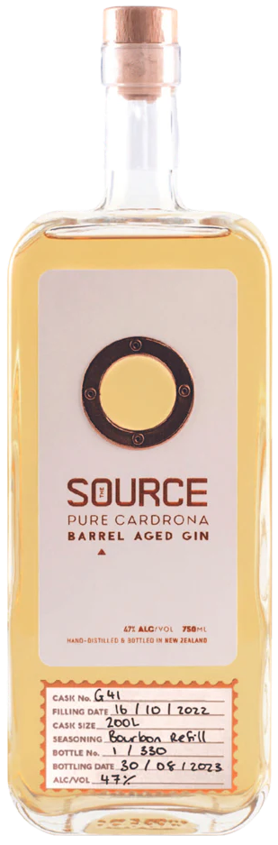 An image of a bottle of Cardrona 'The Source' Bourbon Barrel Aged Gin 750ml