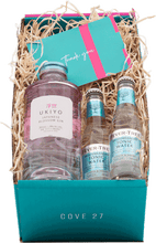 Load image into Gallery viewer, An image of the Ukiyo Gin Gift Box inside the COVE 27 premium packaging