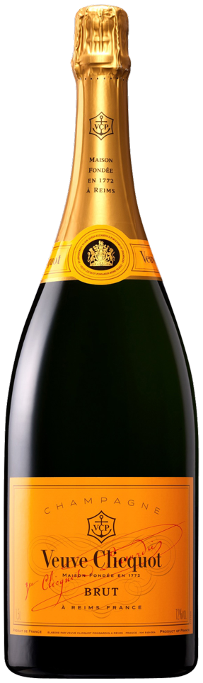 Veuve Clicquot brut champagne Magnum 1500ml bottle with gold and black design