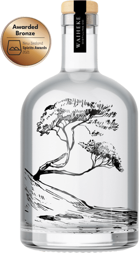 n image of a crystal clear bottle of Waiheke Distilling 'Spirit of Waiheke' Gin 700ml