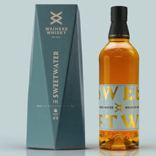 Load image into Gallery viewer, Waiheke Whisky Sweetwater bottle and packaging on a light gray background