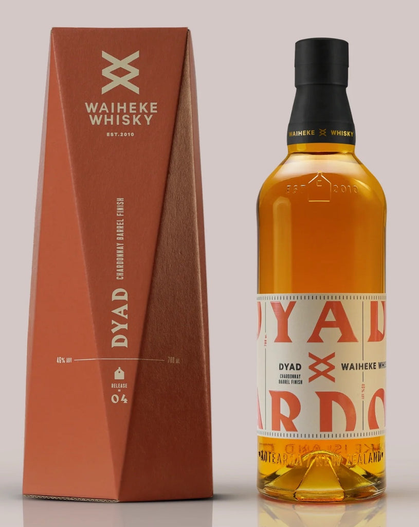 An image of the award winning Waiheke Whisky Dyad Single Malt Whisky - Chardonnay Barrel Finish Gift Box 700ml