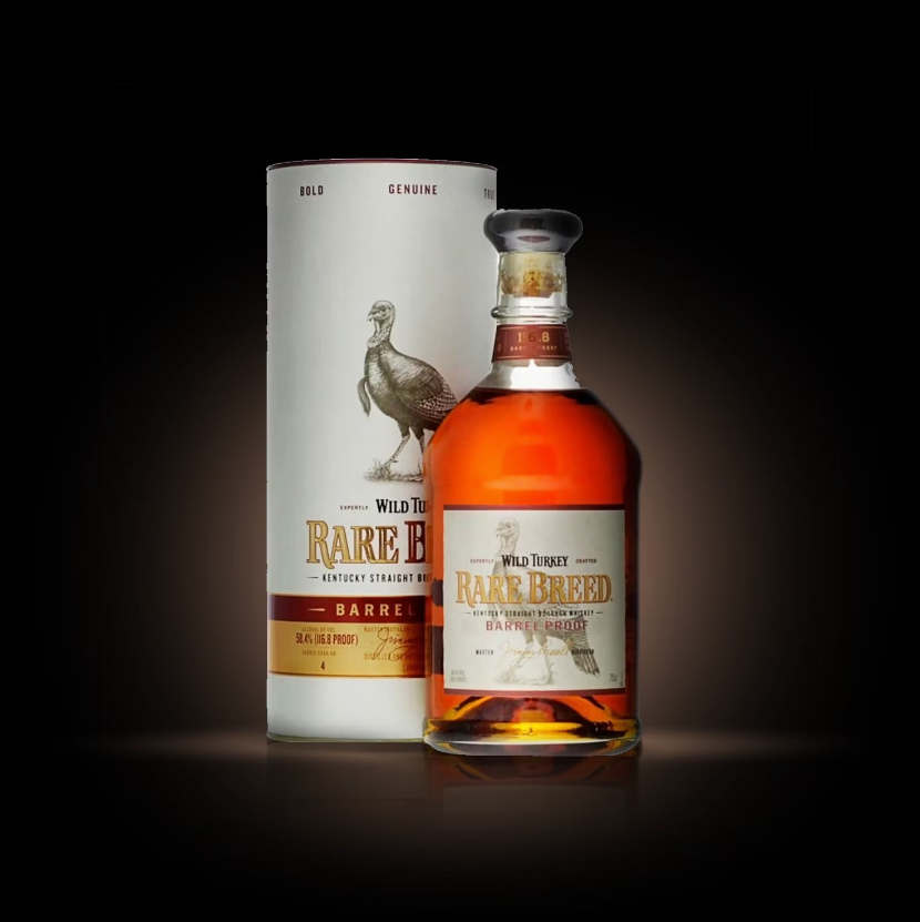 Load image into Gallery viewer, Wild Turkey Rare Breed bourbon bottle and packaging on a dark background