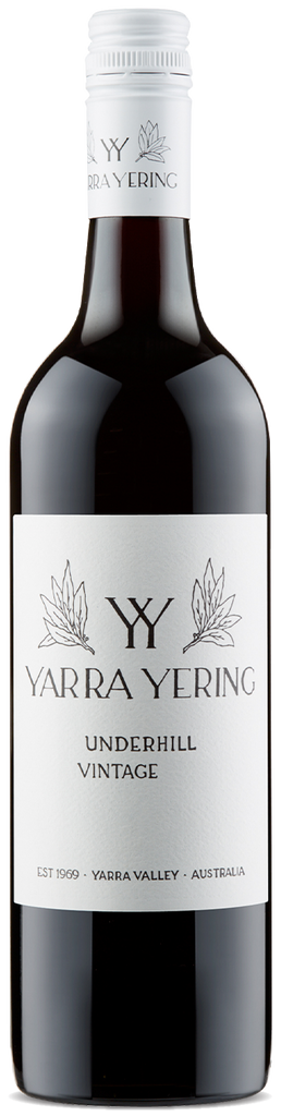 Yarra Yering Underhill Shiraz red wine bottle on a white background